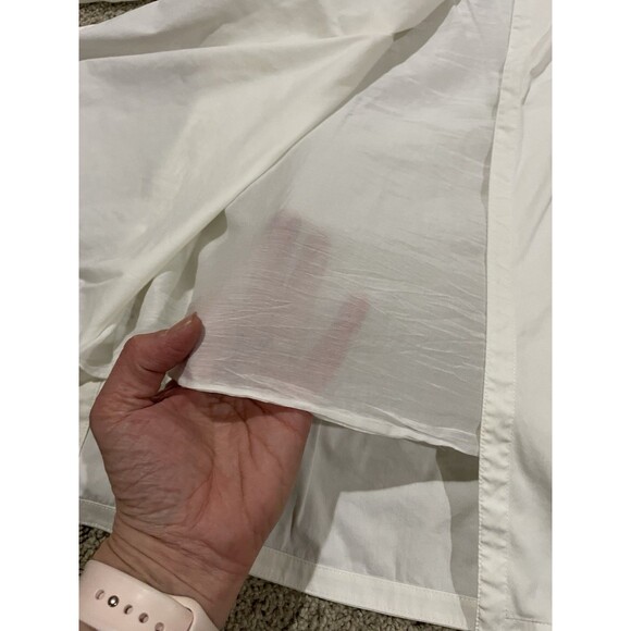 Lafayette 148 White Poplin Button Up Shirt Size 14 Womens Long Sleeve Blouse - Picture 10 of 12